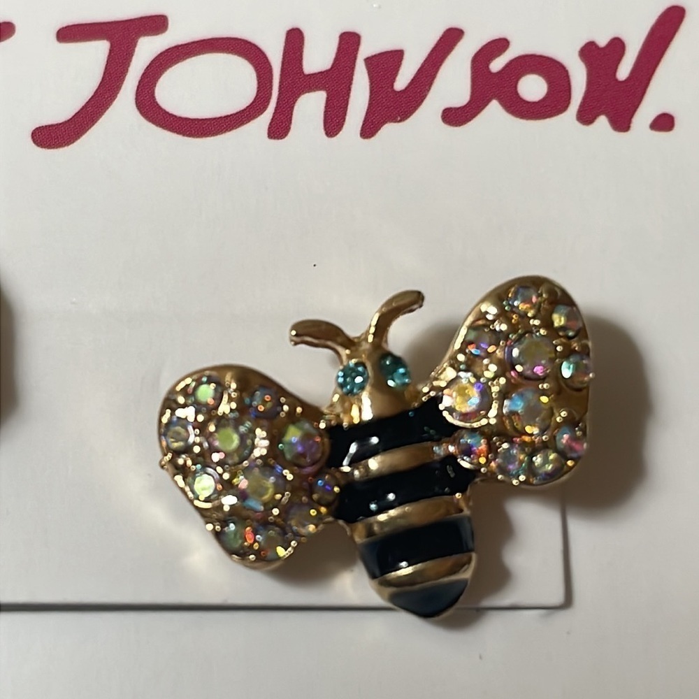 Betsy Johnson Bee Rhinestone Stud Earrings - Picture 8 of 12